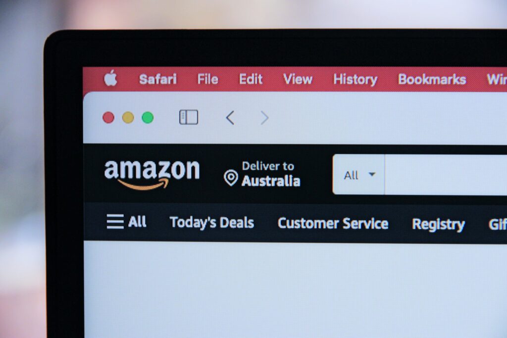 The Amazon website open in a desktop web browser
